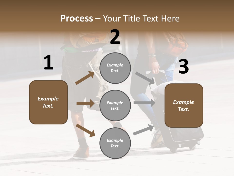 A Man And A Woman Walking Down A Street With Luggage PowerPoint Template