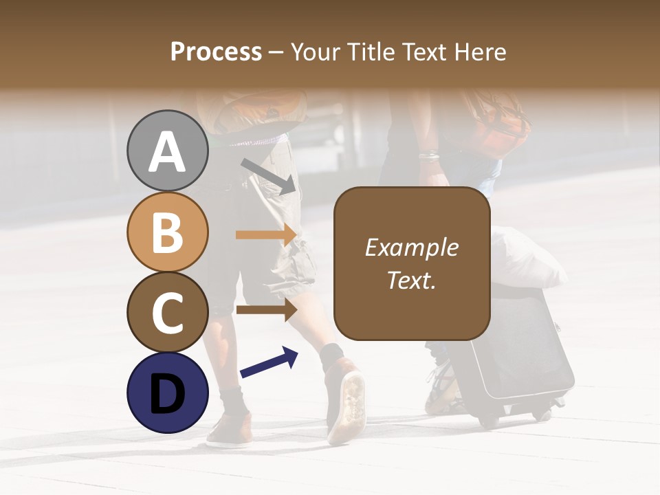 A Man And A Woman Walking Down A Street With Luggage PowerPoint Template