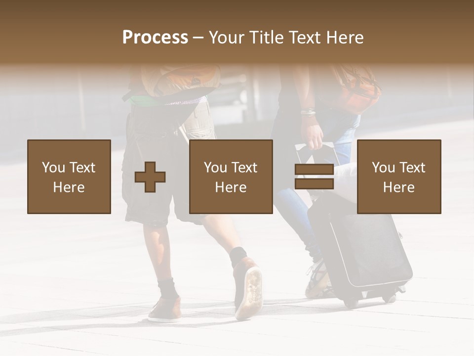 A Man And A Woman Walking Down A Street With Luggage PowerPoint Template