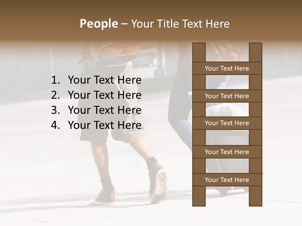 A Man And A Woman Walking Down A Street With Luggage PowerPoint Template