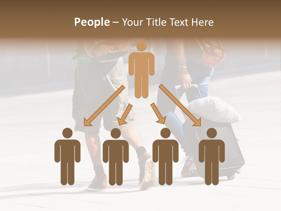 A Man And A Woman Walking Down A Street With Luggage PowerPoint Template