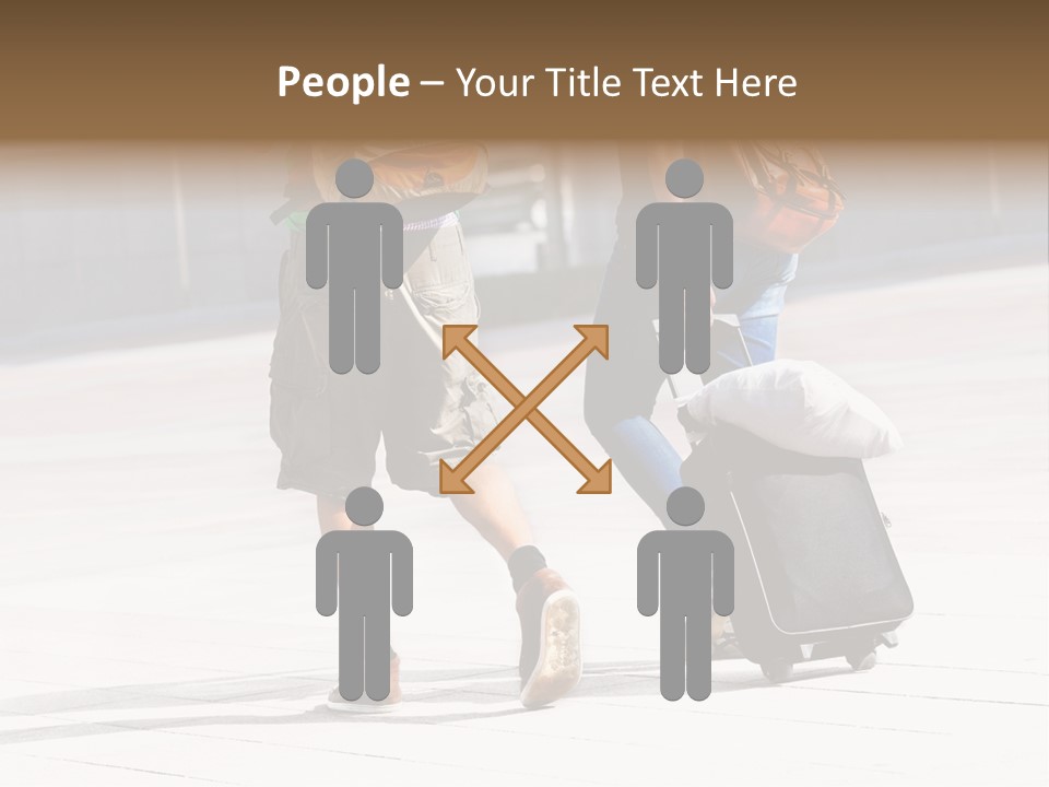 A Man And A Woman Walking Down A Street With Luggage PowerPoint Template