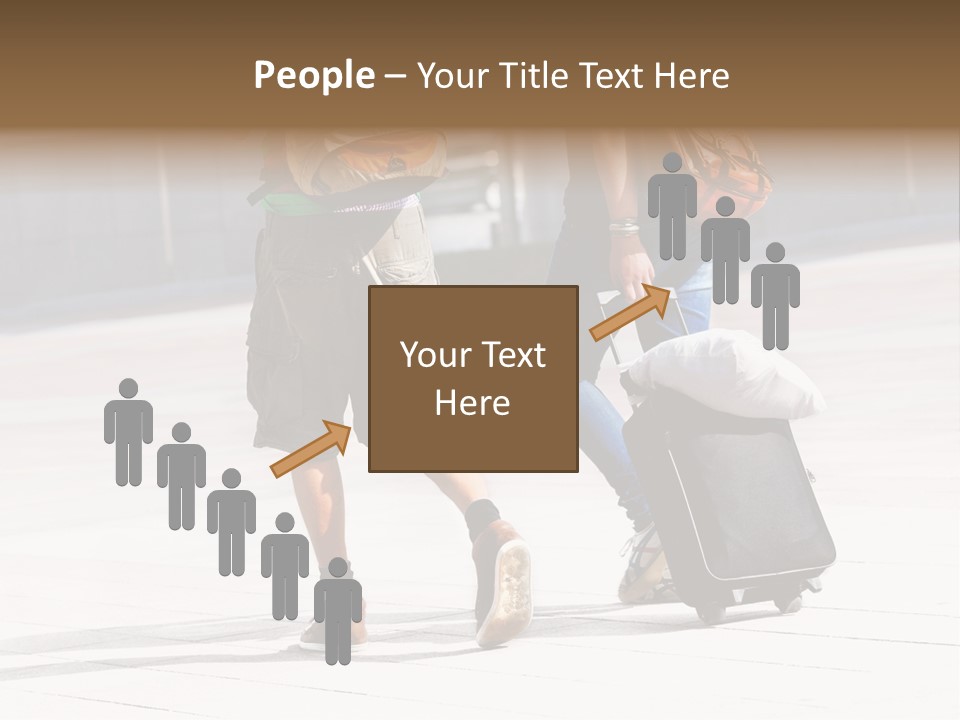 A Man And A Woman Walking Down A Street With Luggage PowerPoint Template