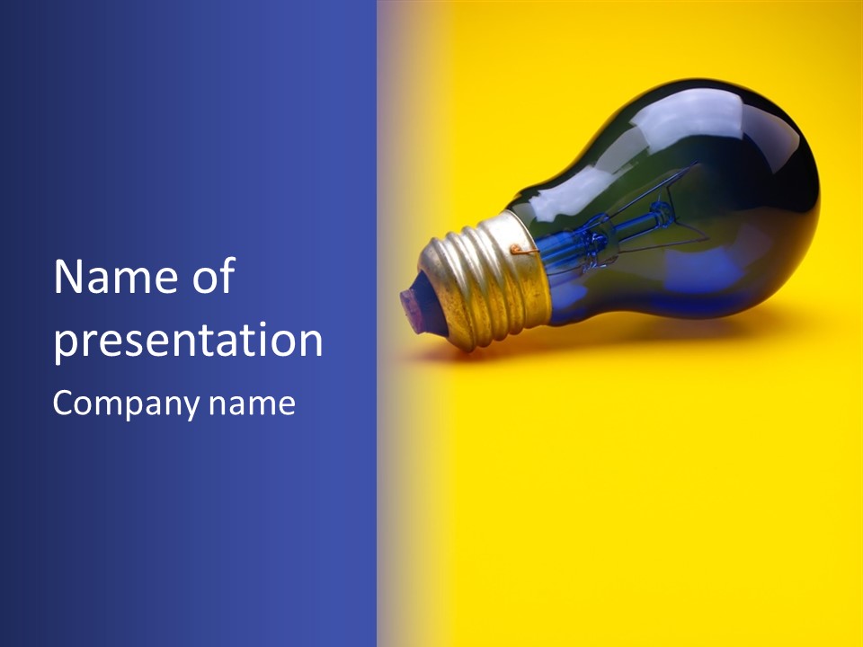 A Light Bulb On A Yellow And Blue Background PowerPoint Template