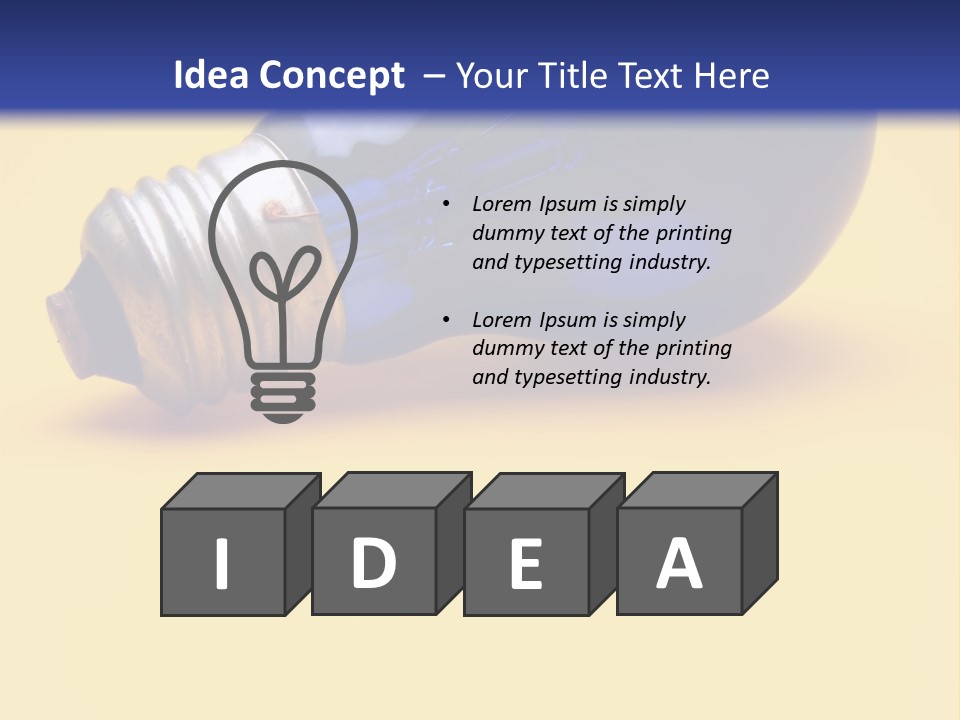 A Light Bulb On A Yellow And Blue Background PowerPoint Template