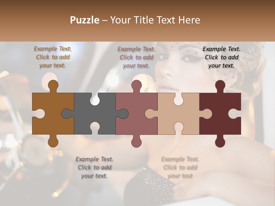 A Woman In A Black Dress Sitting In A Car PowerPoint Template