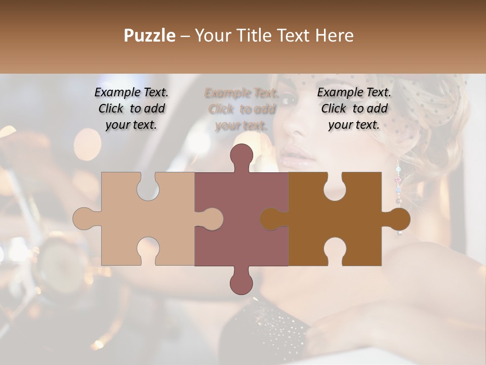 A Woman In A Black Dress Sitting In A Car PowerPoint Template