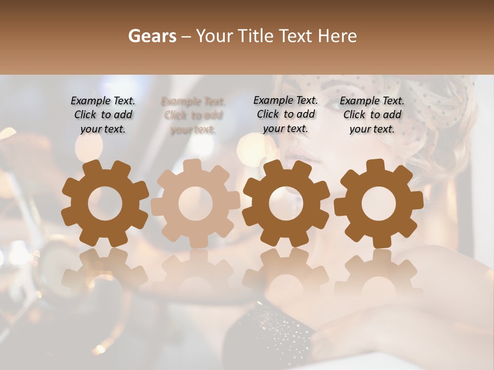 A Woman In A Black Dress Sitting In A Car PowerPoint Template