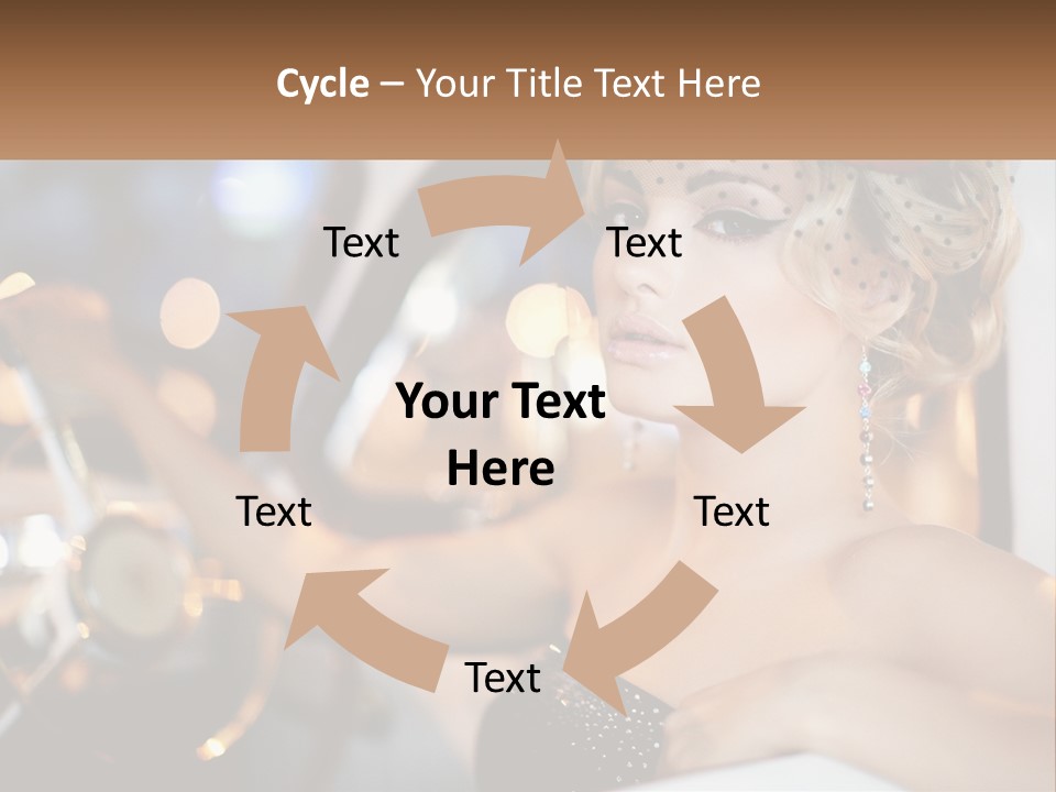 A Woman In A Black Dress Sitting In A Car PowerPoint Template