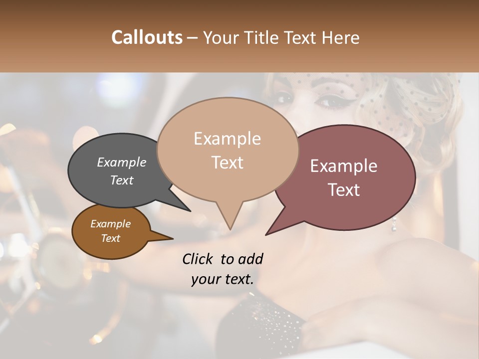 A Woman In A Black Dress Sitting In A Car PowerPoint Template