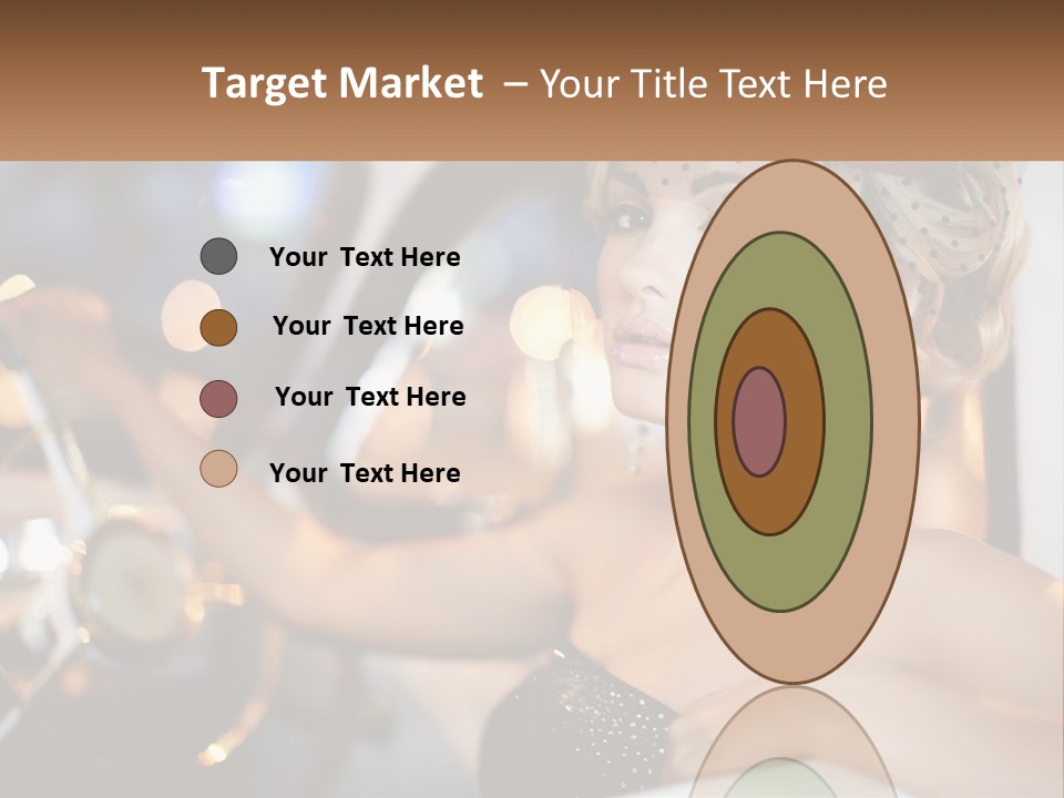 A Woman In A Black Dress Sitting In A Car PowerPoint Template