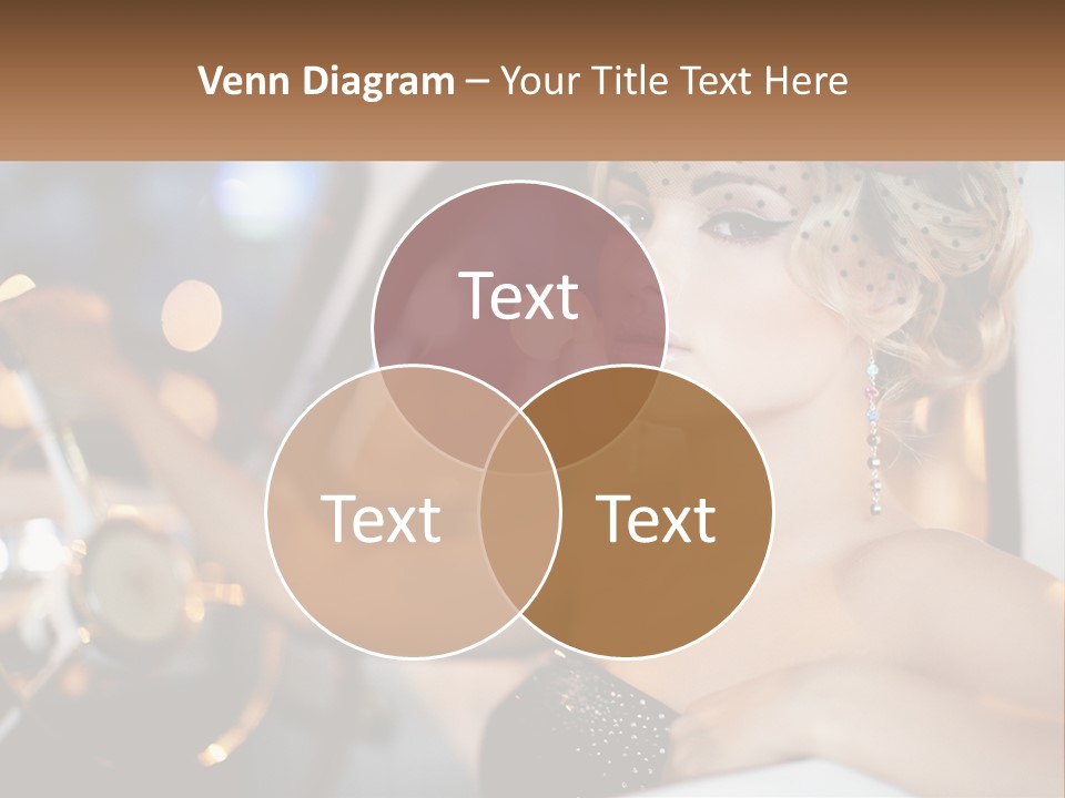 A Woman In A Black Dress Sitting In A Car PowerPoint Template