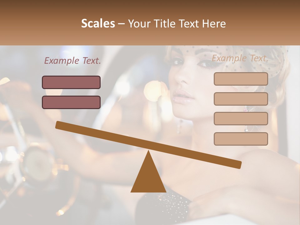 A Woman In A Black Dress Sitting In A Car PowerPoint Template