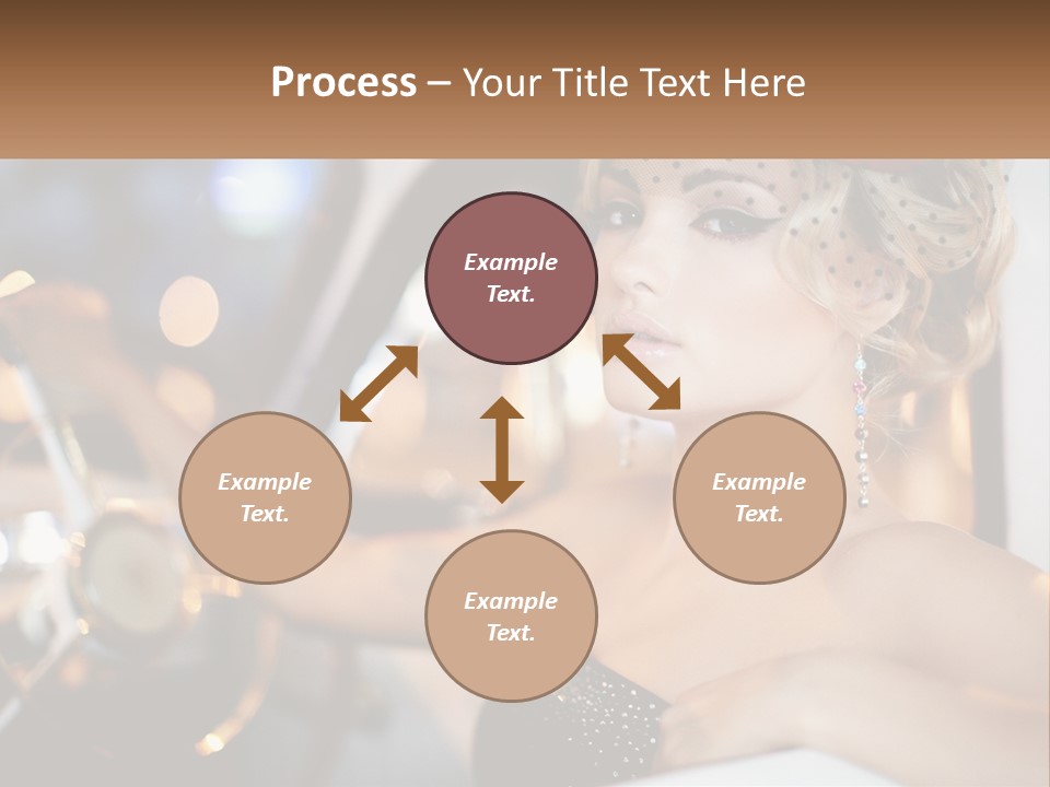 A Woman In A Black Dress Sitting In A Car PowerPoint Template