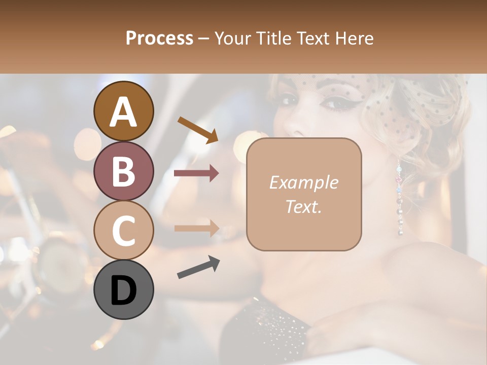 A Woman In A Black Dress Sitting In A Car PowerPoint Template