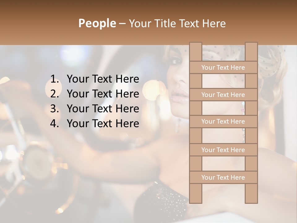 A Woman In A Black Dress Sitting In A Car PowerPoint Template