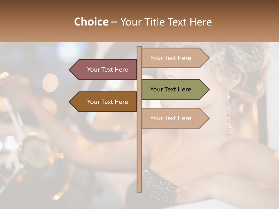 A Woman In A Black Dress Sitting In A Car PowerPoint Template