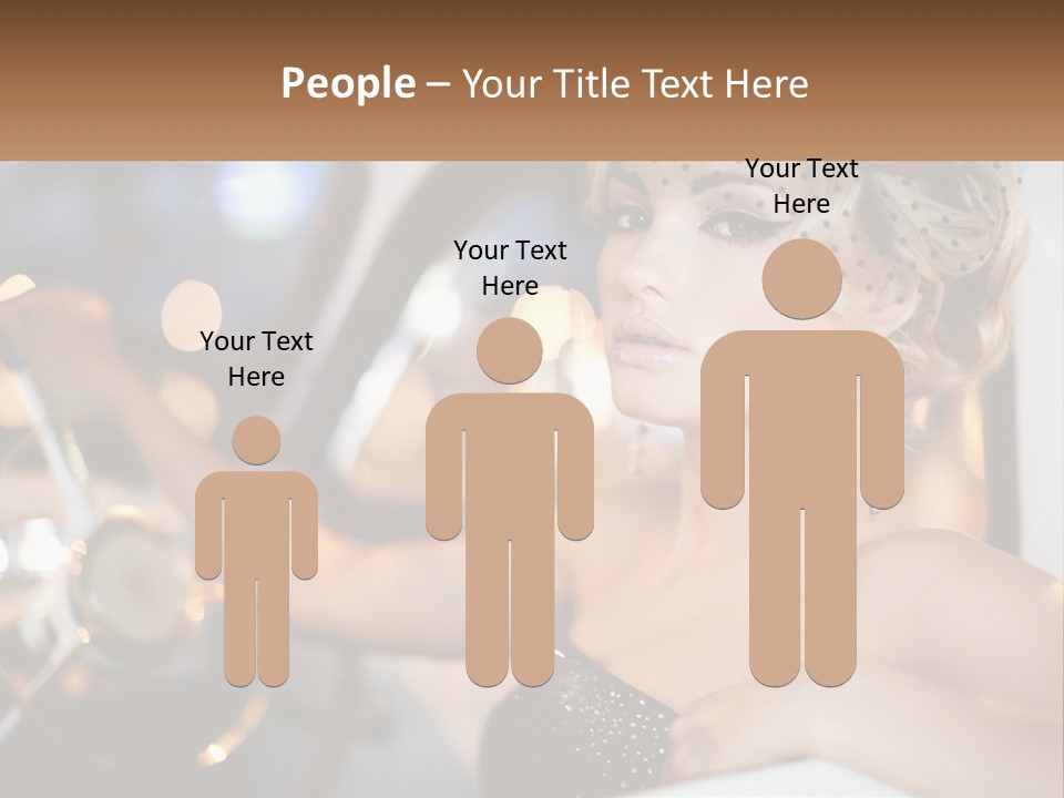 A Woman In A Black Dress Sitting In A Car PowerPoint Template