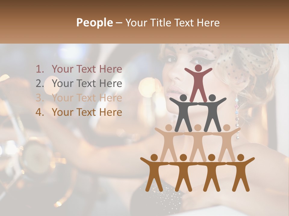 A Woman In A Black Dress Sitting In A Car PowerPoint Template