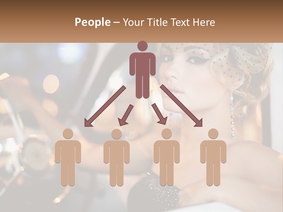 A Woman In A Black Dress Sitting In A Car PowerPoint Template