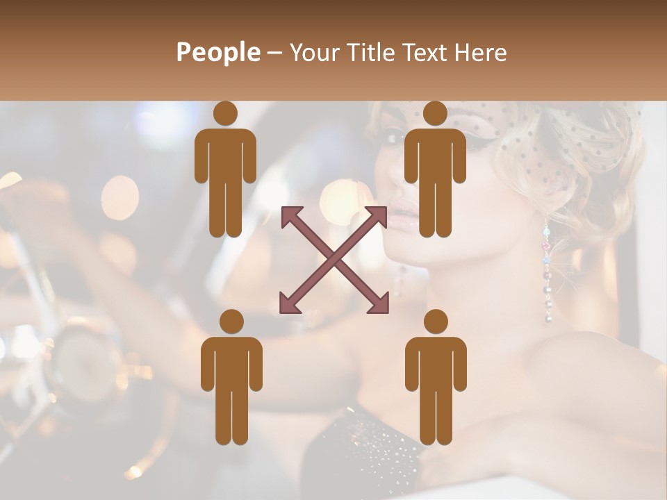 A Woman In A Black Dress Sitting In A Car PowerPoint Template