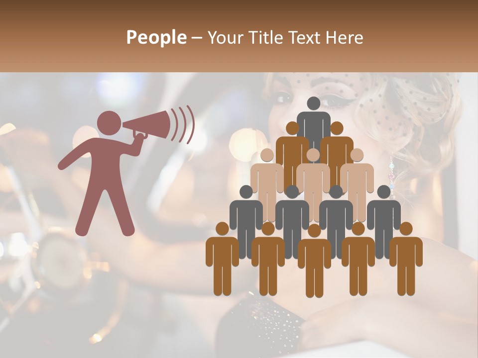 A Woman In A Black Dress Sitting In A Car PowerPoint Template