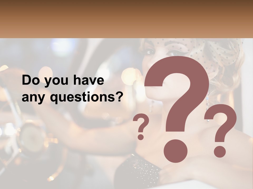 A Woman In A Black Dress Sitting In A Car PowerPoint Template