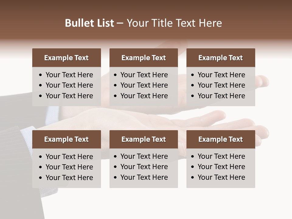 A Person In A Suit Holding Out Their Hands PowerPoint Template