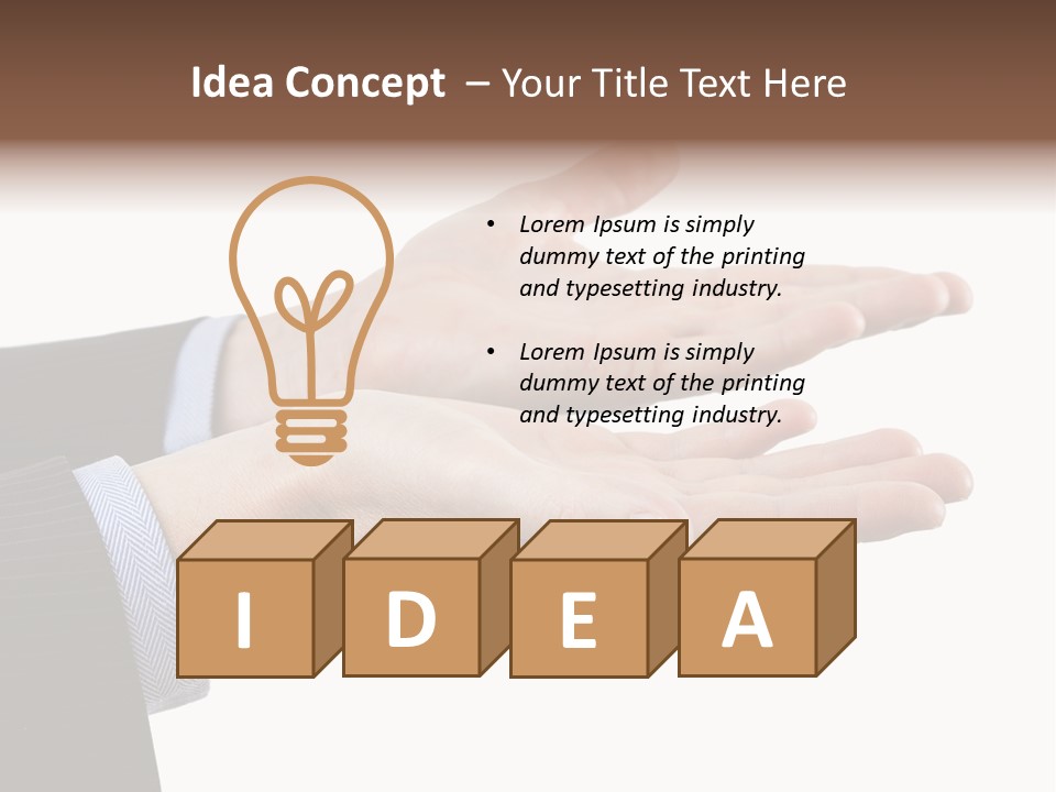 A Person In A Suit Holding Out Their Hands PowerPoint Template