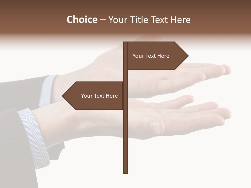 A Person In A Suit Holding Out Their Hands PowerPoint Template