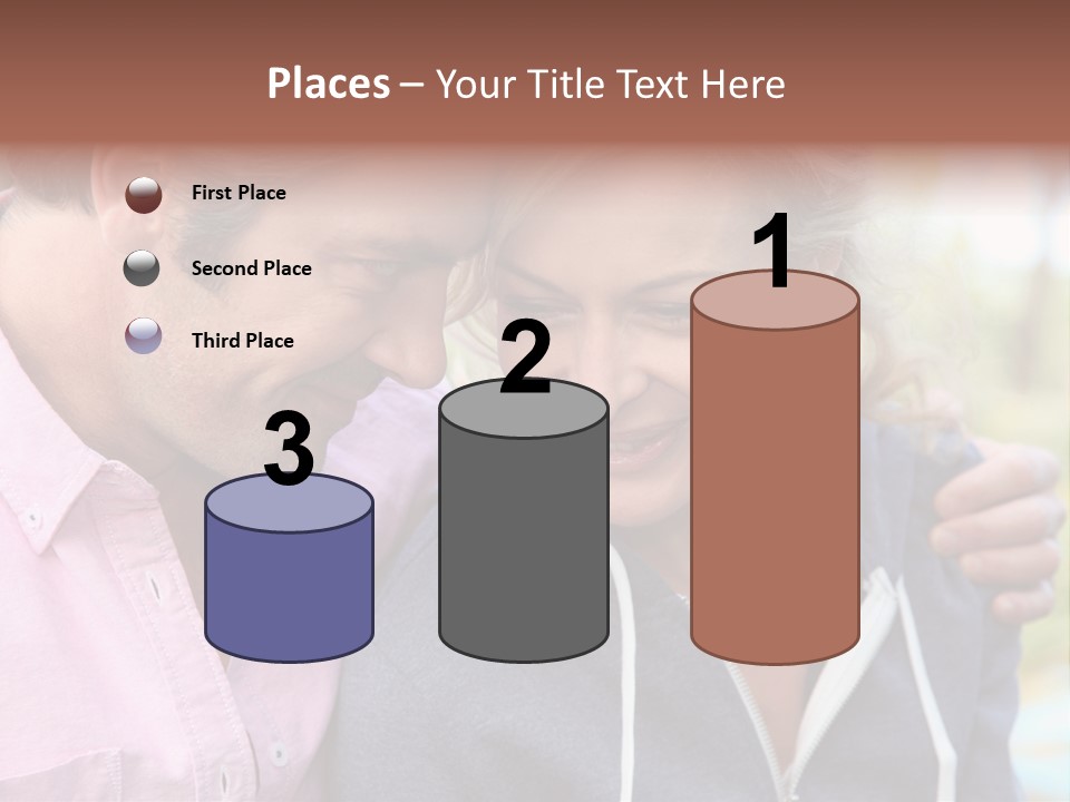 A Man And A Woman Looking At A Cell Phone PowerPoint Template