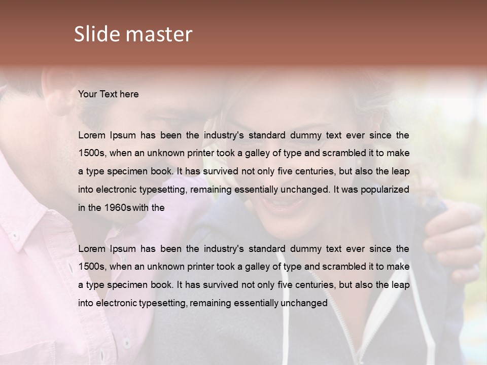 A Man And A Woman Looking At A Cell Phone PowerPoint Template