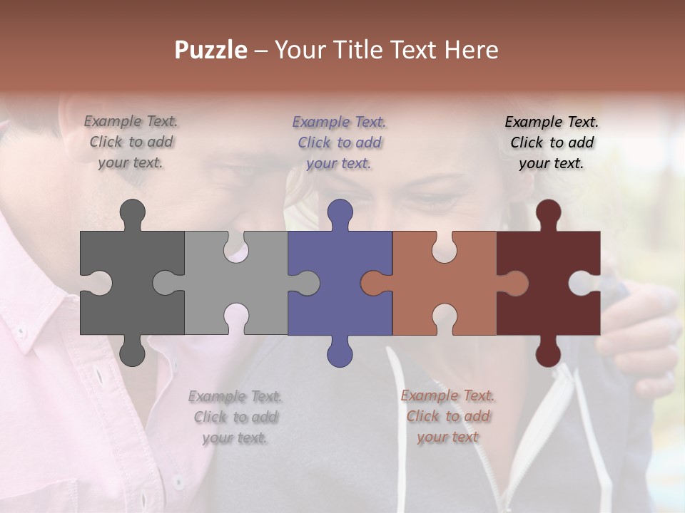 A Man And A Woman Looking At A Cell Phone PowerPoint Template