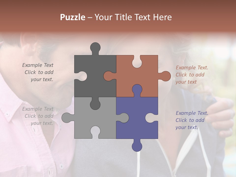 A Man And A Woman Looking At A Cell Phone PowerPoint Template