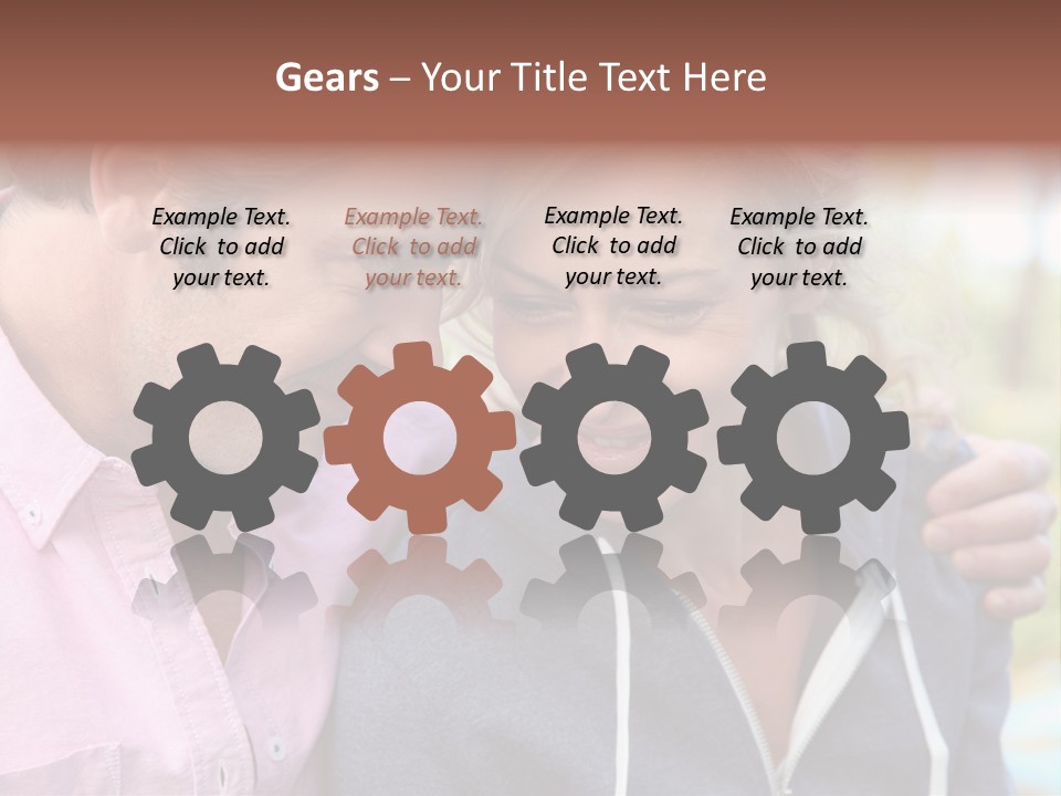 A Man And A Woman Looking At A Cell Phone PowerPoint Template