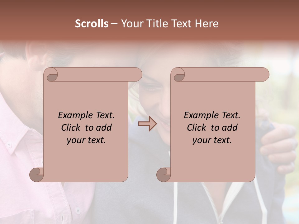 A Man And A Woman Looking At A Cell Phone PowerPoint Template