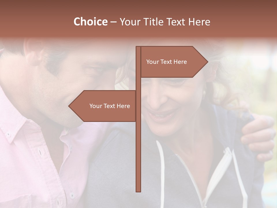 A Man And A Woman Looking At A Cell Phone PowerPoint Template