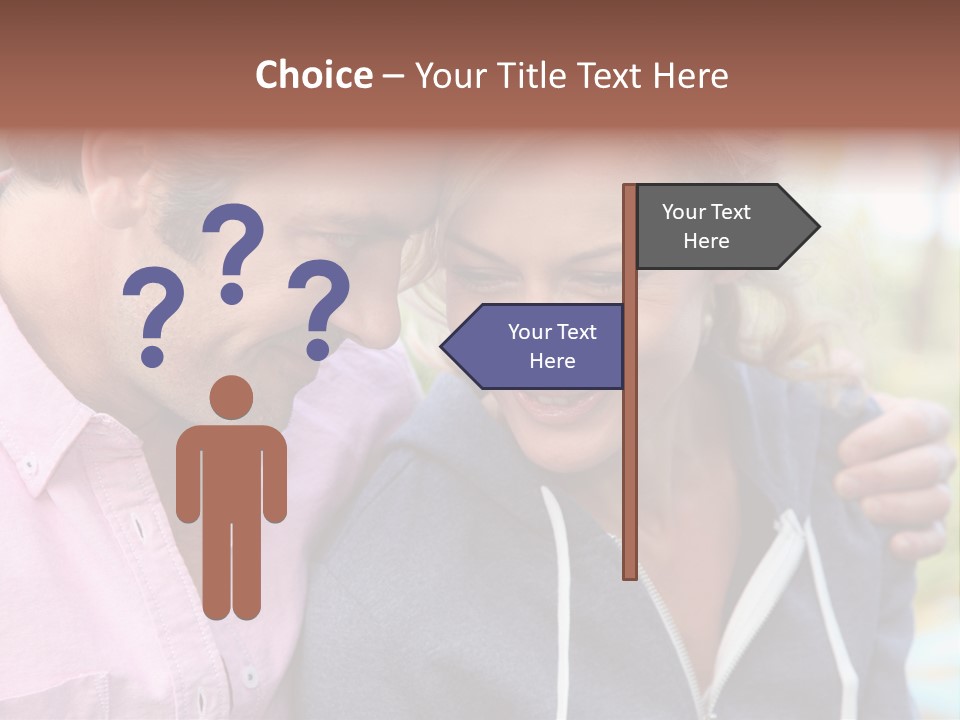 A Man And A Woman Looking At A Cell Phone PowerPoint Template