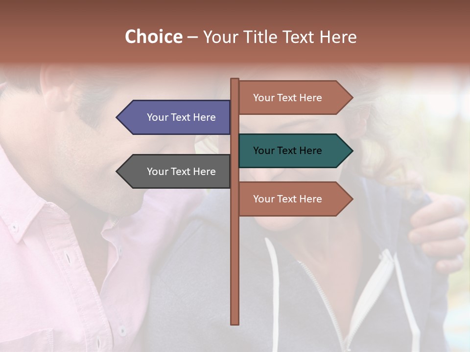 A Man And A Woman Looking At A Cell Phone PowerPoint Template