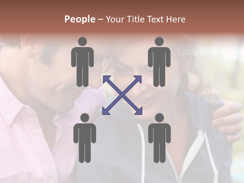 A Man And A Woman Looking At A Cell Phone PowerPoint Template