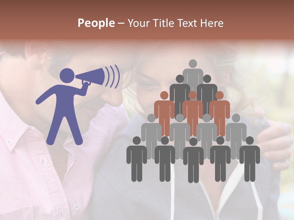 A Man And A Woman Looking At A Cell Phone PowerPoint Template