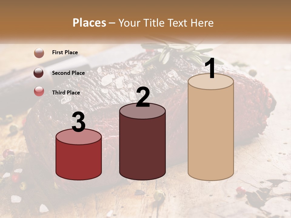 A Piece Of Steak On A Cutting Board With A Knife PowerPoint Template