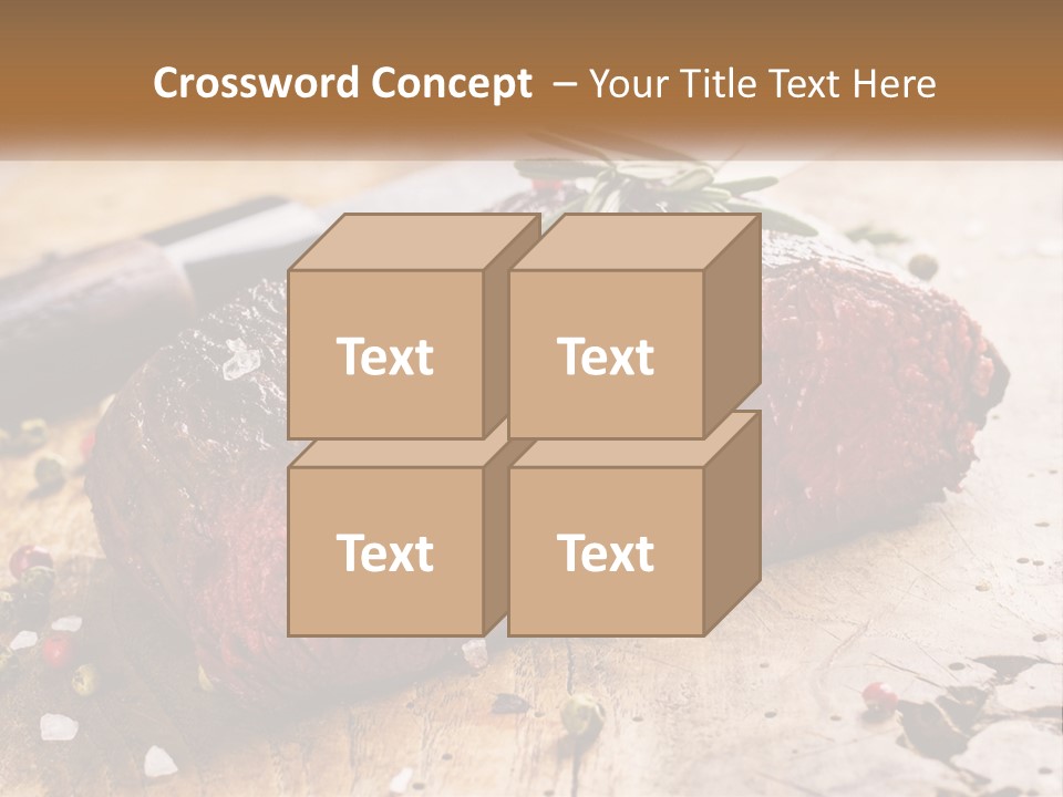 A Piece Of Steak On A Cutting Board With A Knife PowerPoint Template