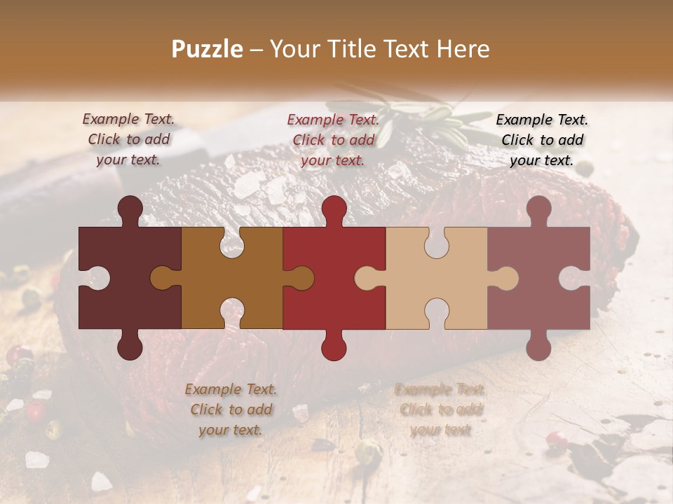 A Piece Of Steak On A Cutting Board With A Knife PowerPoint Template