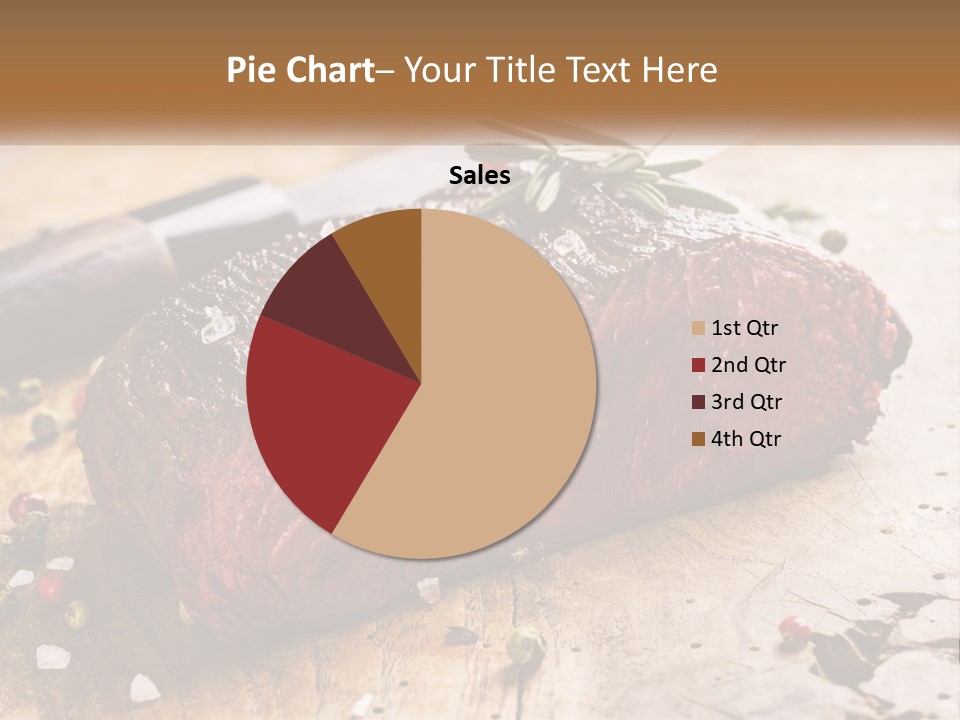 A Piece Of Steak On A Cutting Board With A Knife PowerPoint Template