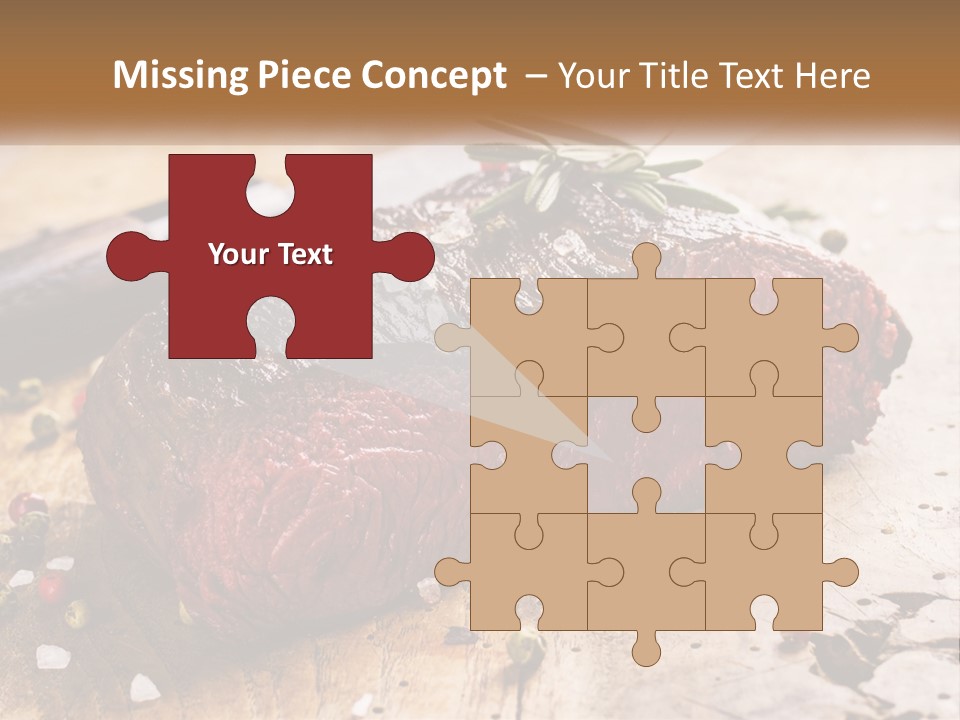 A Piece Of Steak On A Cutting Board With A Knife PowerPoint Template