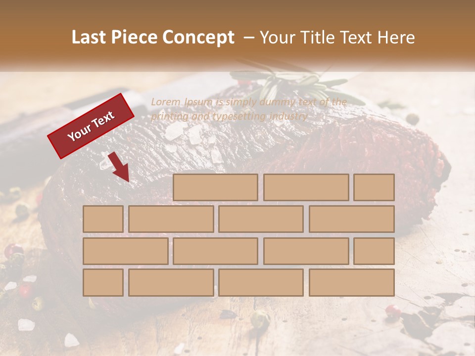 A Piece Of Steak On A Cutting Board With A Knife PowerPoint Template