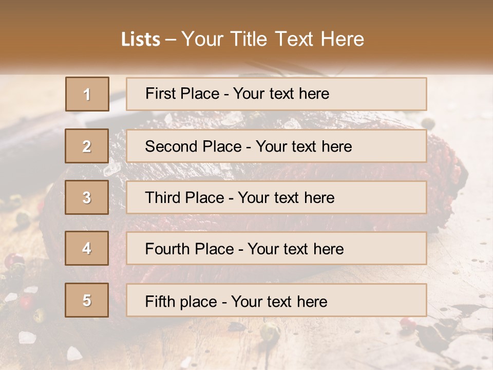 A Piece Of Steak On A Cutting Board With A Knife PowerPoint Template