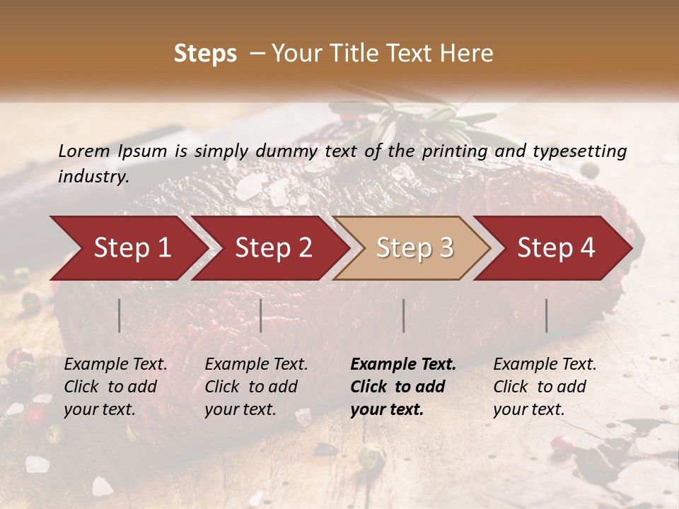 A Piece Of Steak On A Cutting Board With A Knife PowerPoint Template