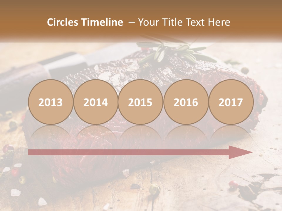 A Piece Of Steak On A Cutting Board With A Knife PowerPoint Template